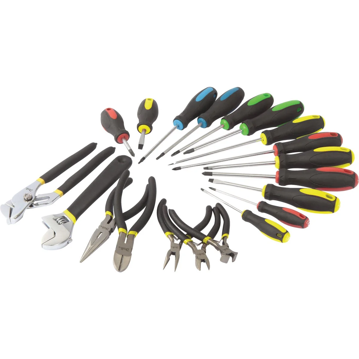 Refined Do it Assorted Pliers 8 In. Adjustable Wrench and 13-Piece Screwdriver Tool Set 20-Piece Total No Case Detailed