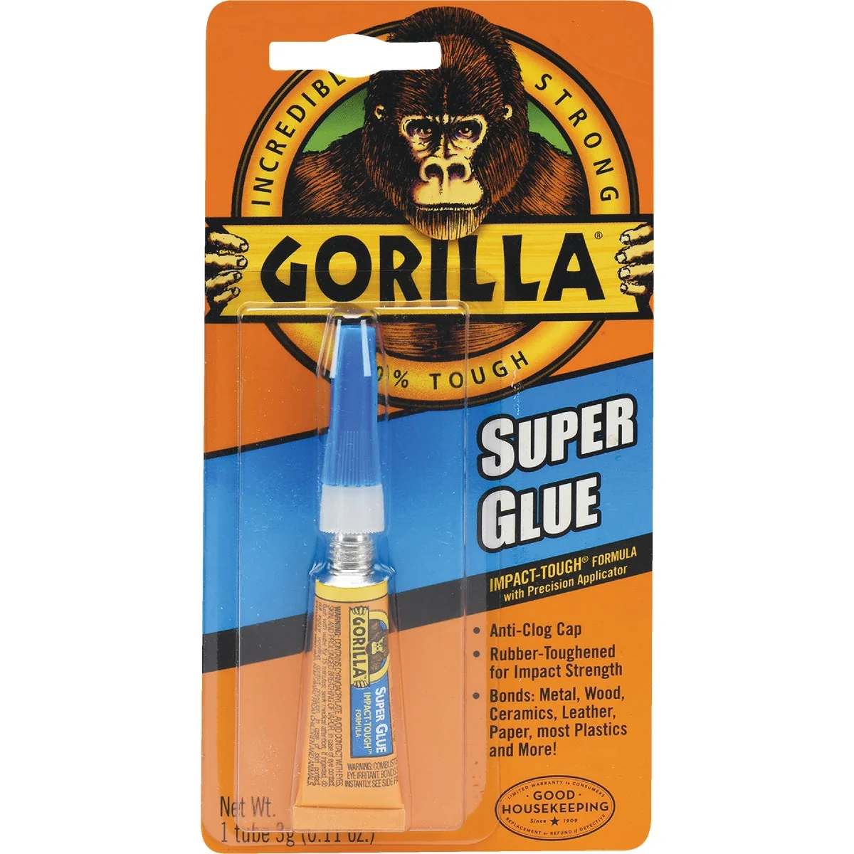 High-Quality Gorilla 0.11 Oz. Liquid Super Glue Safe