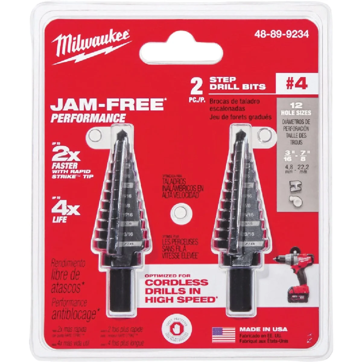 Enhanced Milwaukee 3 16 In. - 7 8 In. 4 Step Drill Bit 12 Steps 2-Pack Sophisticated