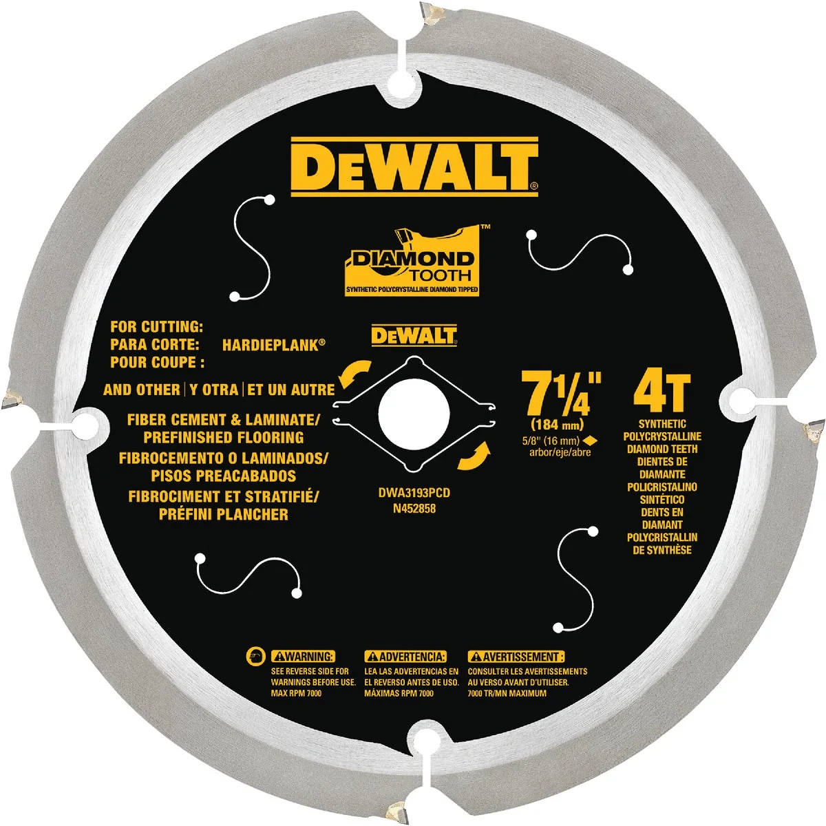 Lightweight DeWalt 7-1 4 In. HardiePlank PCD Circular Saw Blade Fine