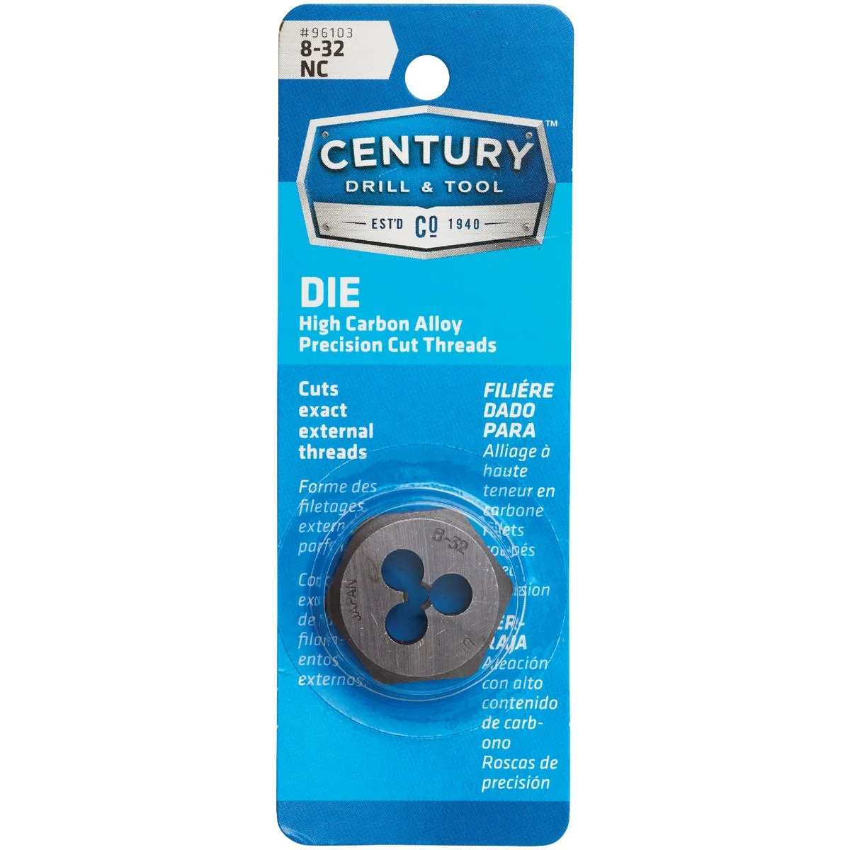 Refined Century Drill Tool 8-32 National Coarse 1 In. Across Flats Fractional Hexagon Die Green