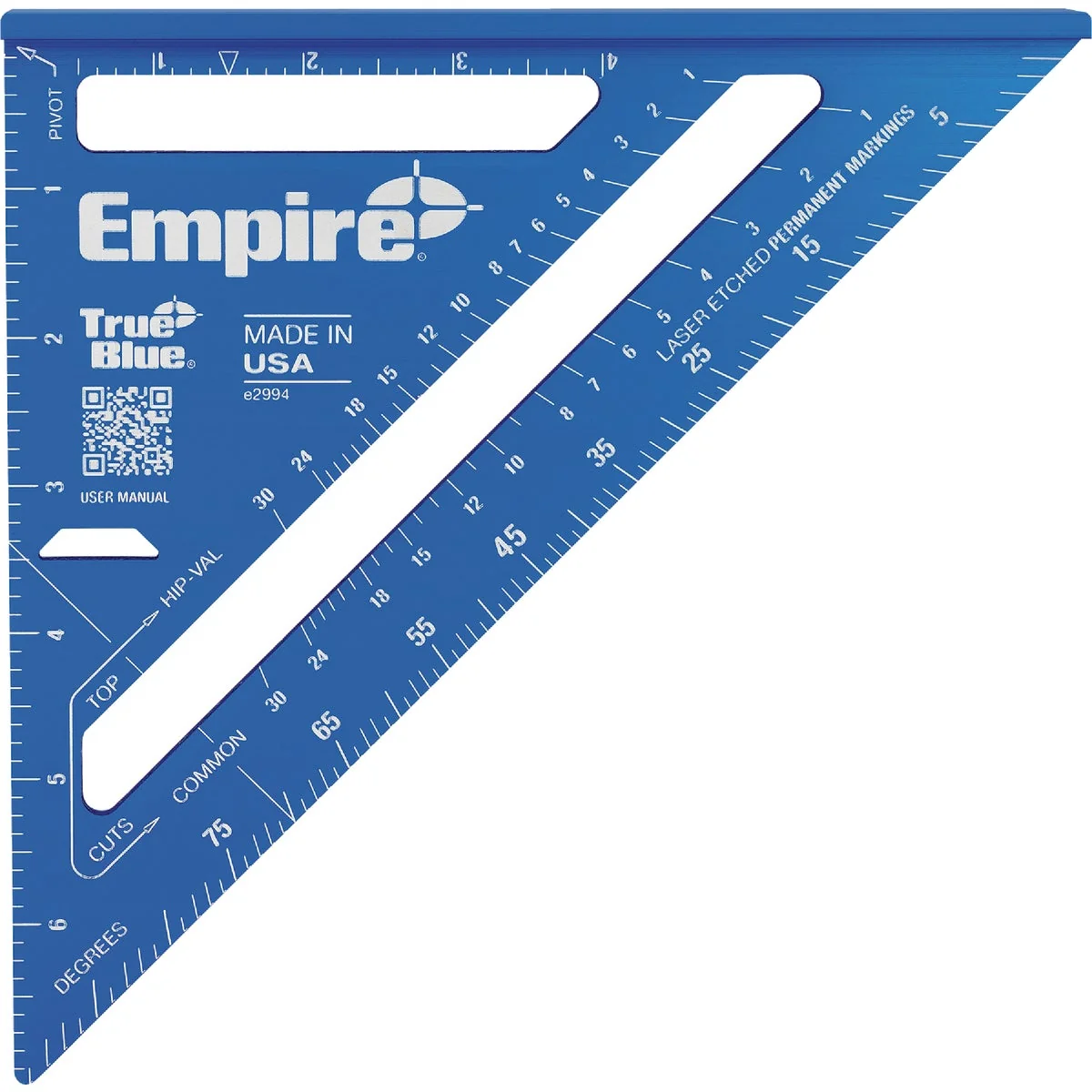 Fine Empire True Blue 7 In. Aluminum Laser Etched Rafter Square Official