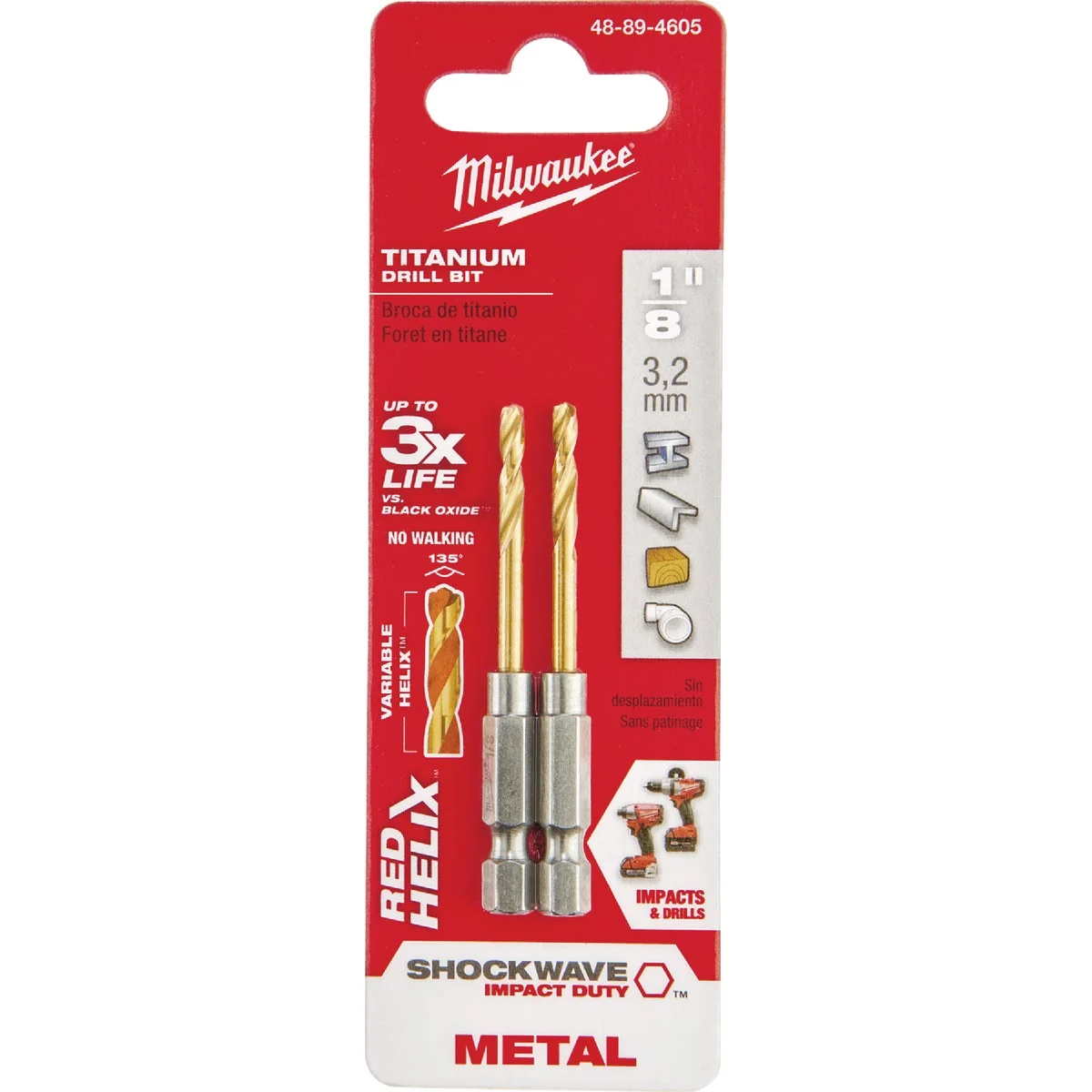 High-Grade Milwaukee Shockwave Impact Duty 1 8 In. Titanium Hex Shank Drill Bit High-Quality