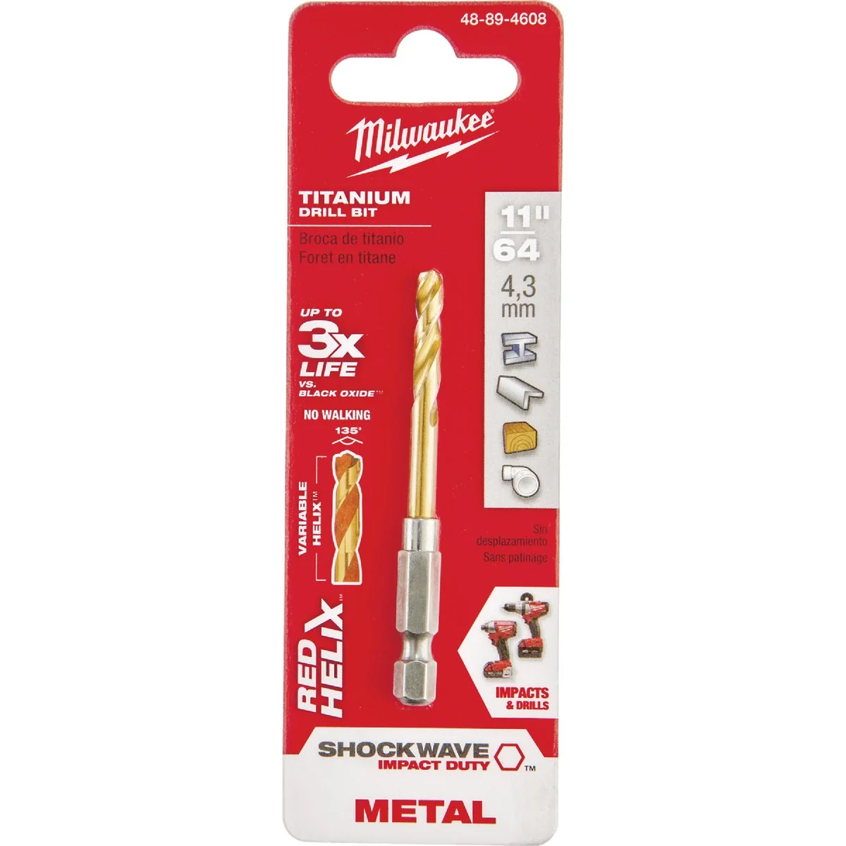 Original Design Milwaukee Shockwave Impact Duty 11 64 In. Titanium Hex Shank Drill Bit Stylish