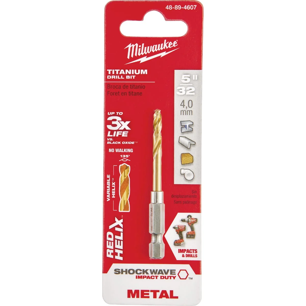 Authentic Milwaukee Shockwave Impact Duty 5 32 In. Titanium Hex Shank Drill Bit Minimalist