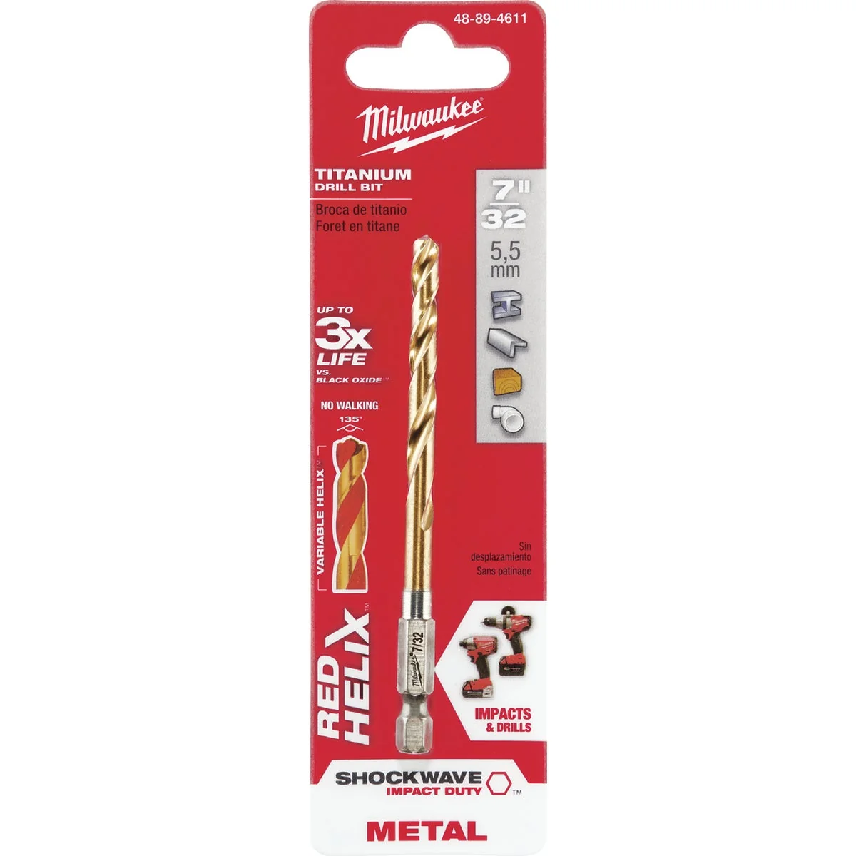 Fine Milwaukee Shockwave Impact Duty 7 32 In. Titanium Hex Shank Drill Bit Green