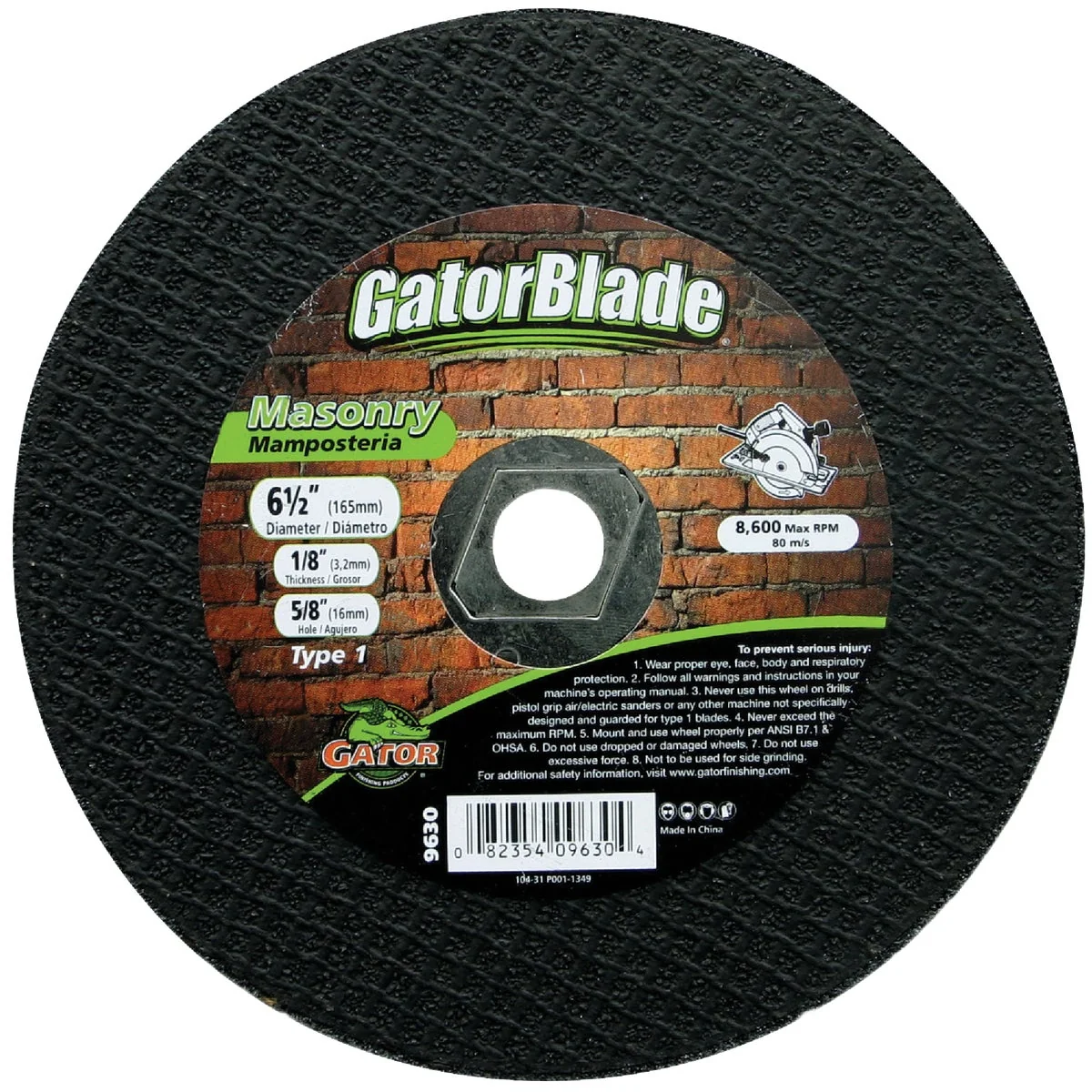 Specialty Gator Blade Type 1 6-1 2 In. x 5 8 In. x 1 8 In. Masonry Cut-Off Wheel Proven