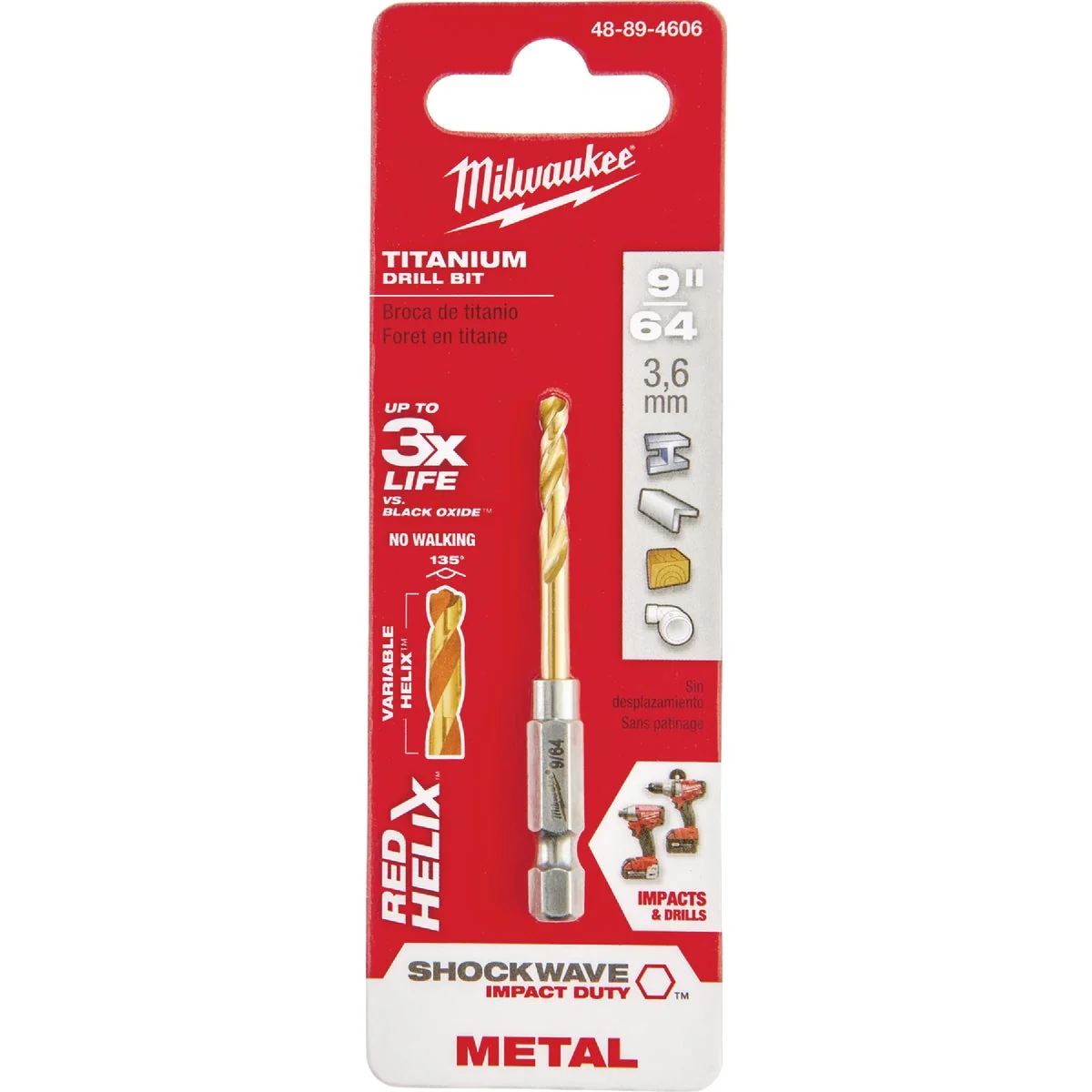 Pure Milwaukee Shockwave Impact Duty 9 64 In. Titanium Hex Shank Drill Bit Fine Crafted