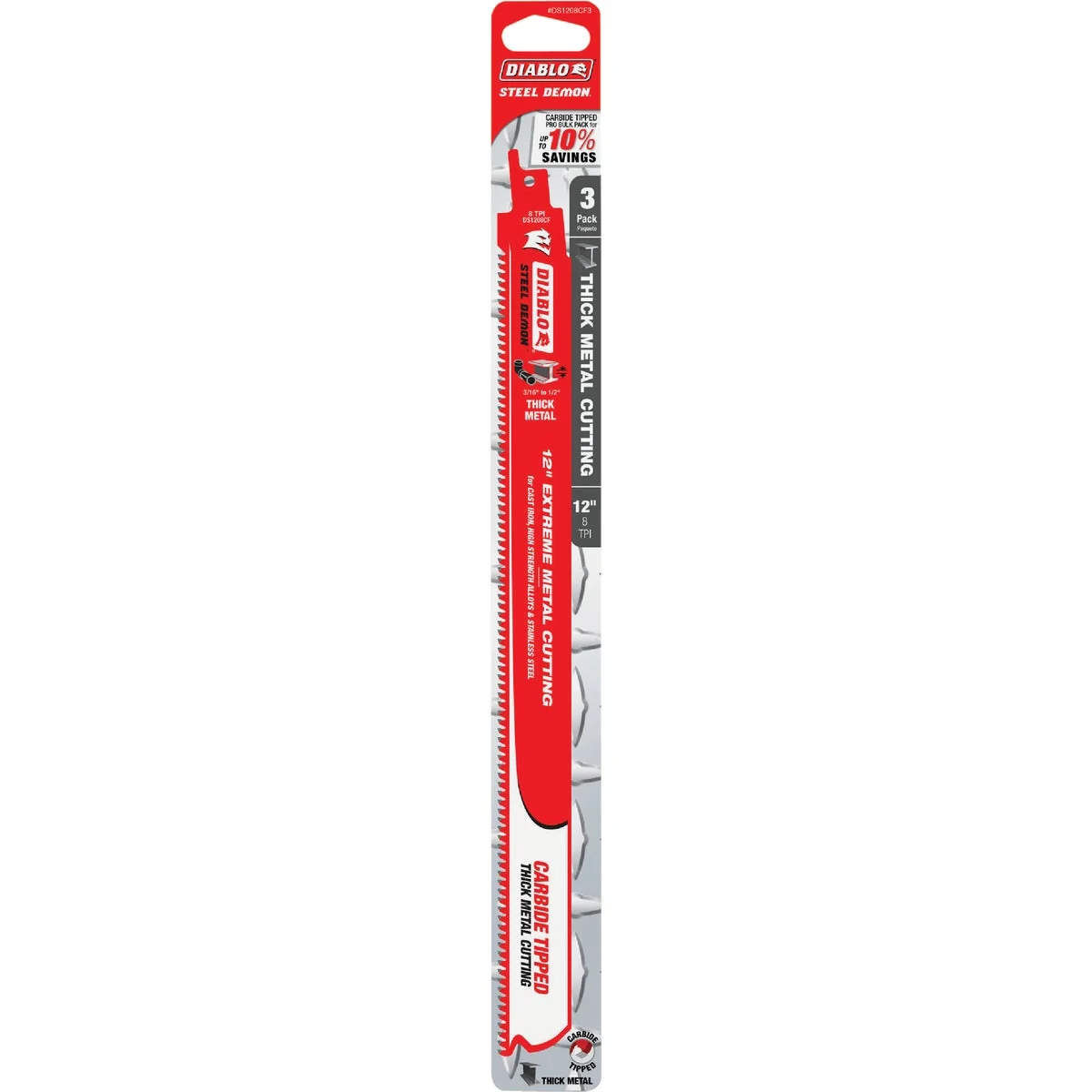 Elite Diablo Steel Demon 12 In. 8 TPI Carbide Thick Metal Reciprocating Saw Blade 3-Pack Crafted