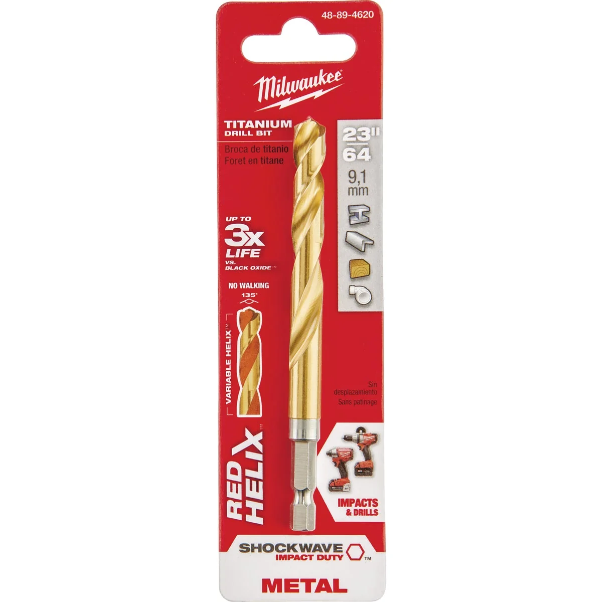 Original Design Milwaukee Shockwave Impact Duty 23 64 In. Titanium Hex Shank Drill Bit Flexible