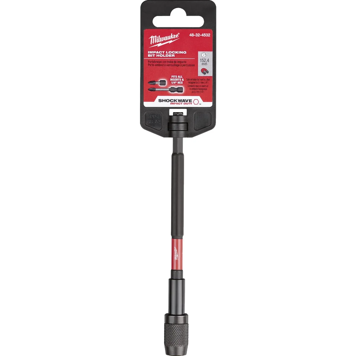 World-Class Milwaukee Shockwave 6 In. Magnetic Impact Locking Bit Holder Secure