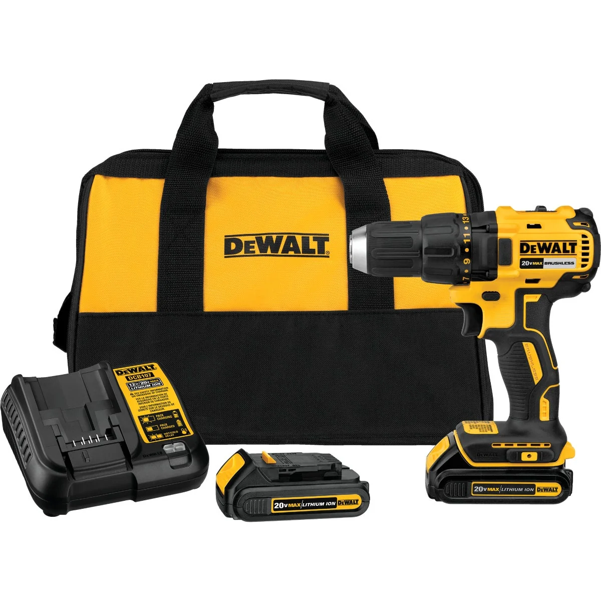 Exceptional DeWalt 20 Volt MAX Lithium-Ion Brushless 1 2 In. Compact Cordless Drill Kit Organic