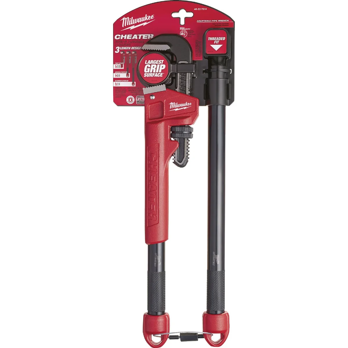User-Friendly Milwaukee Cheater 10 In. to 24 In. Steel Adaptable Pipe Wrench Stylish