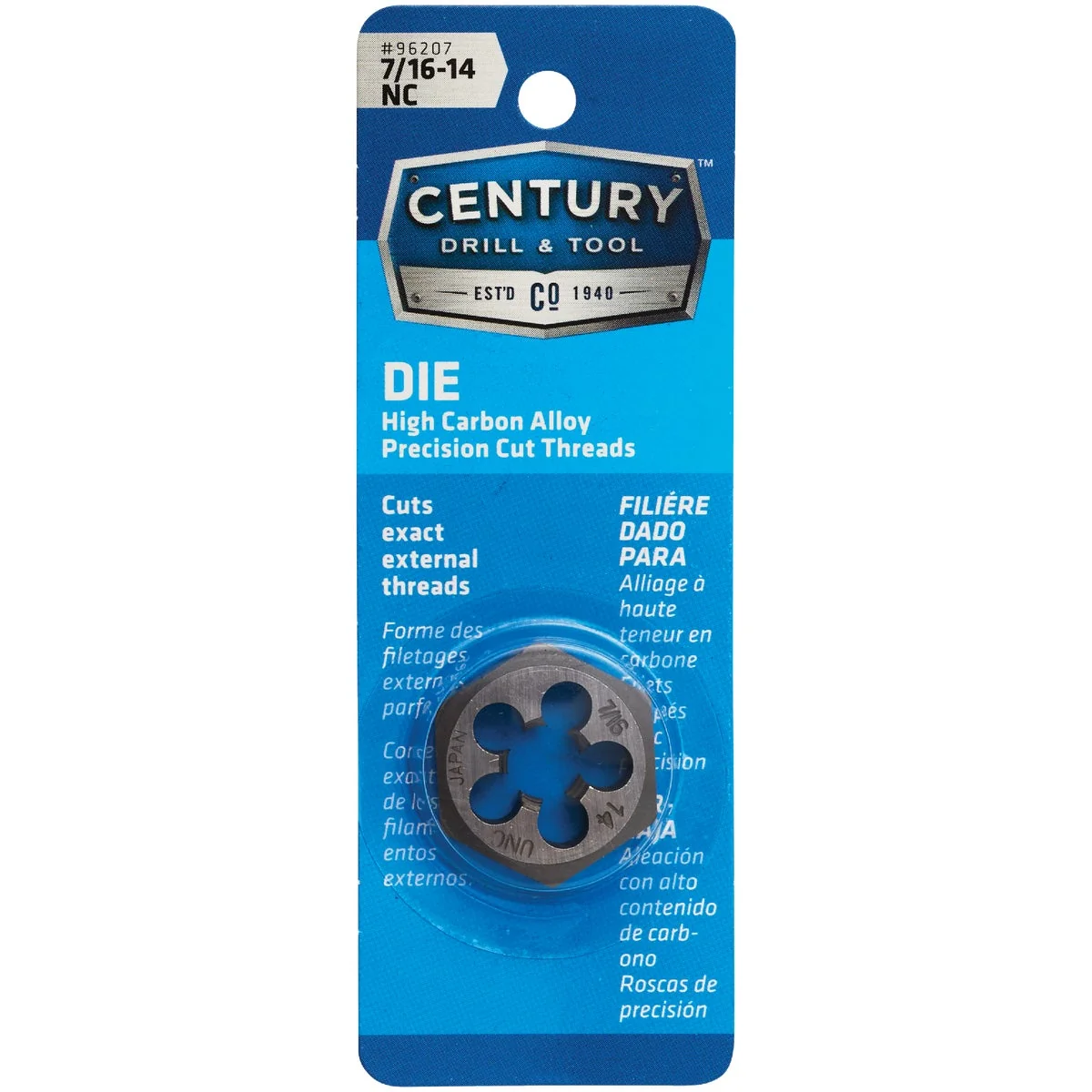 Quality Century Drill Tool 7 16-14 National Coarse 1 In. Across Flats Fractional Hexagon Die Solid