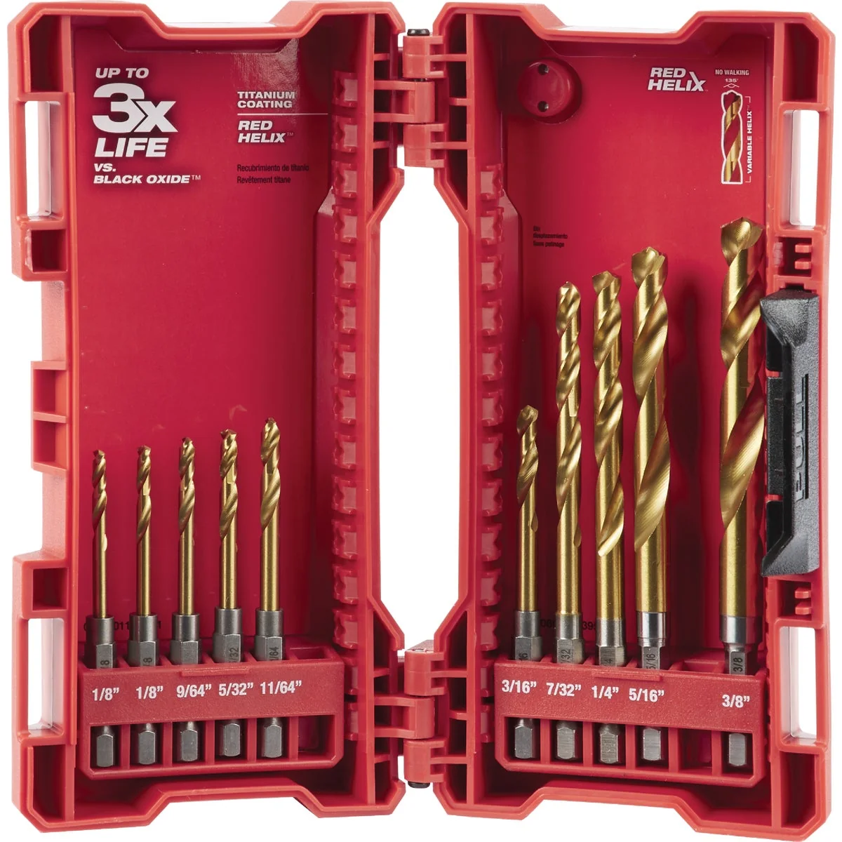 Classic Milwaukee Shockwave 10-Piece Impact Duty Titanium Hex Shank Drill Bit Set 1 8 In. thru 3 8 In. Healthy