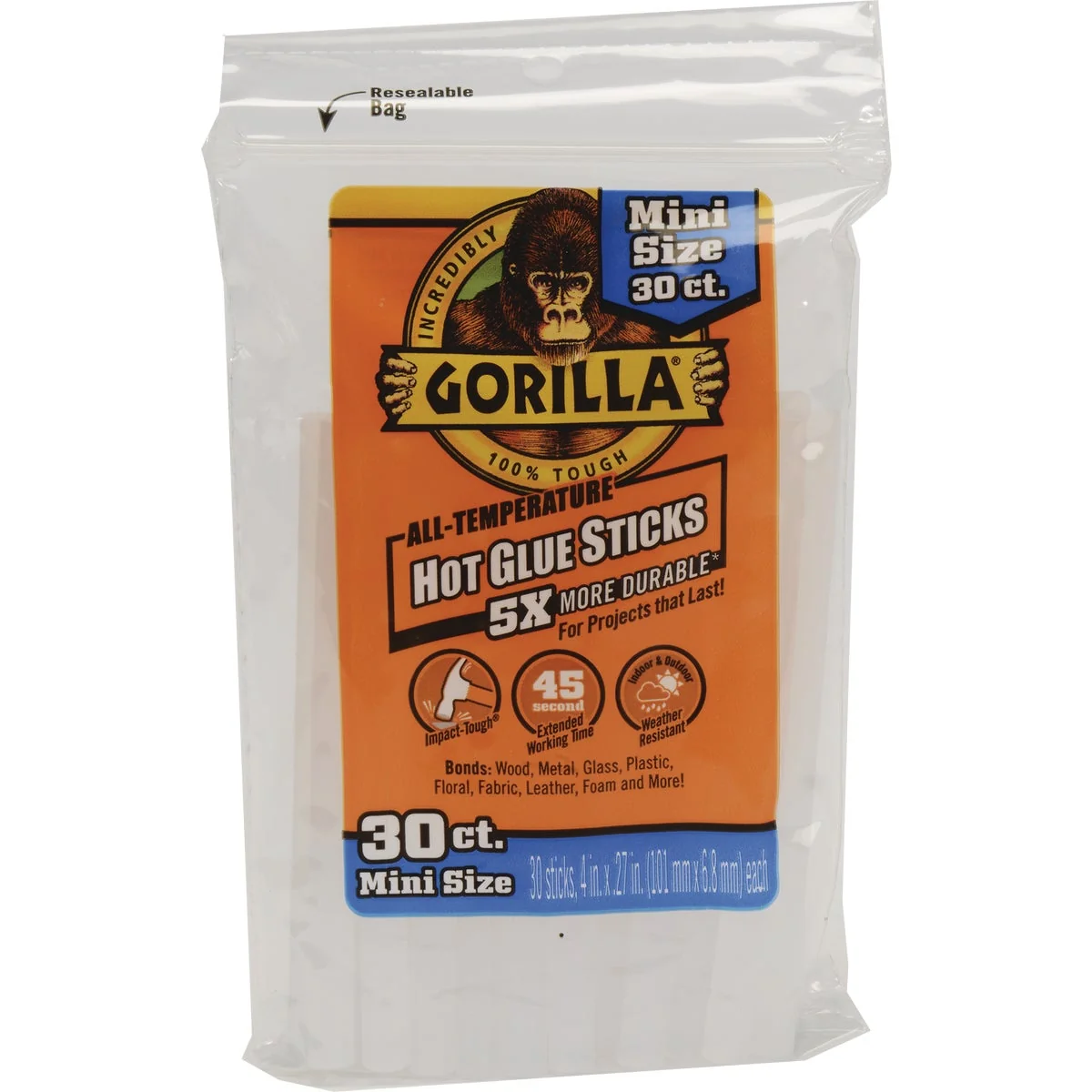 Top-Quality Gorilla 4 In. Mini Clear Hot Melt Glue 30-Pack Healthy