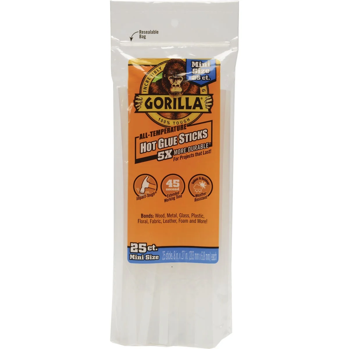 Soft Gorilla 8 In. Mini Clear Hot Melt Glue 25-Pack Verified