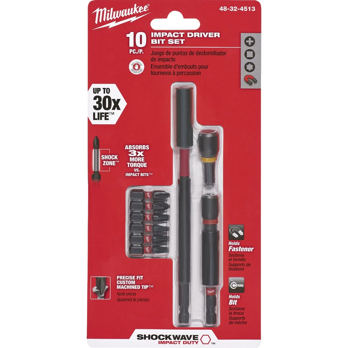 Long-Lasting Milwaukee Shockwave Impact Screwdriver Bit Set 10-Piece Original