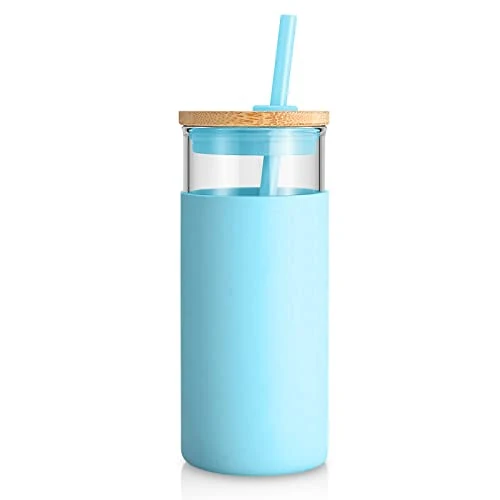 Environmentally Friendly 20 oz Glass Tumbler with Lids and Straws Breathable