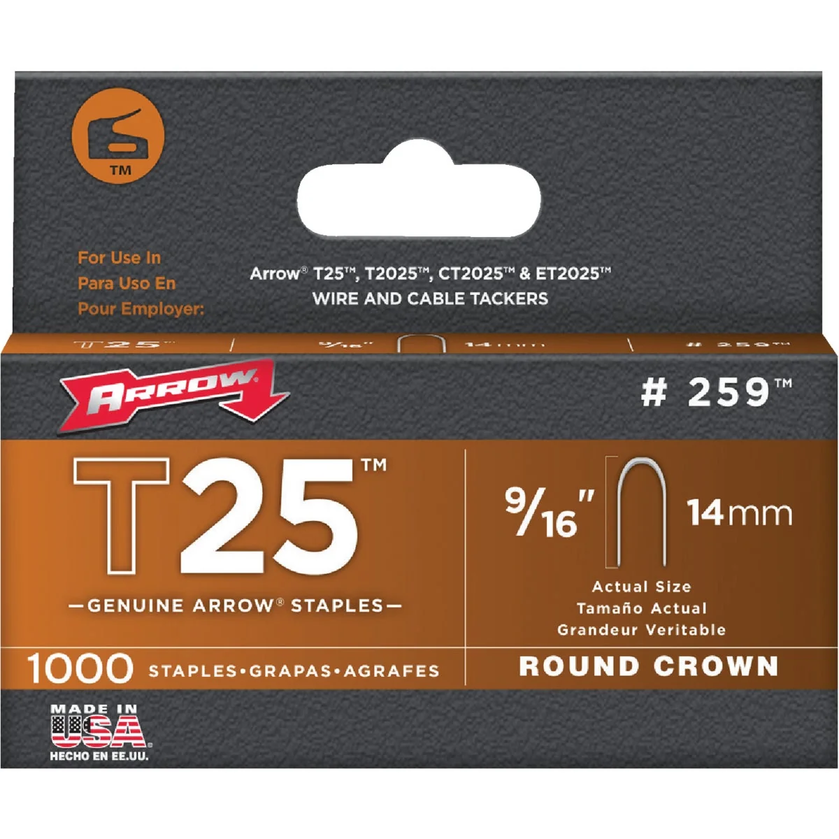 Green Arrow T25 Round Crown Cable Staple 9 16 In. 1100-Pack Optimized
