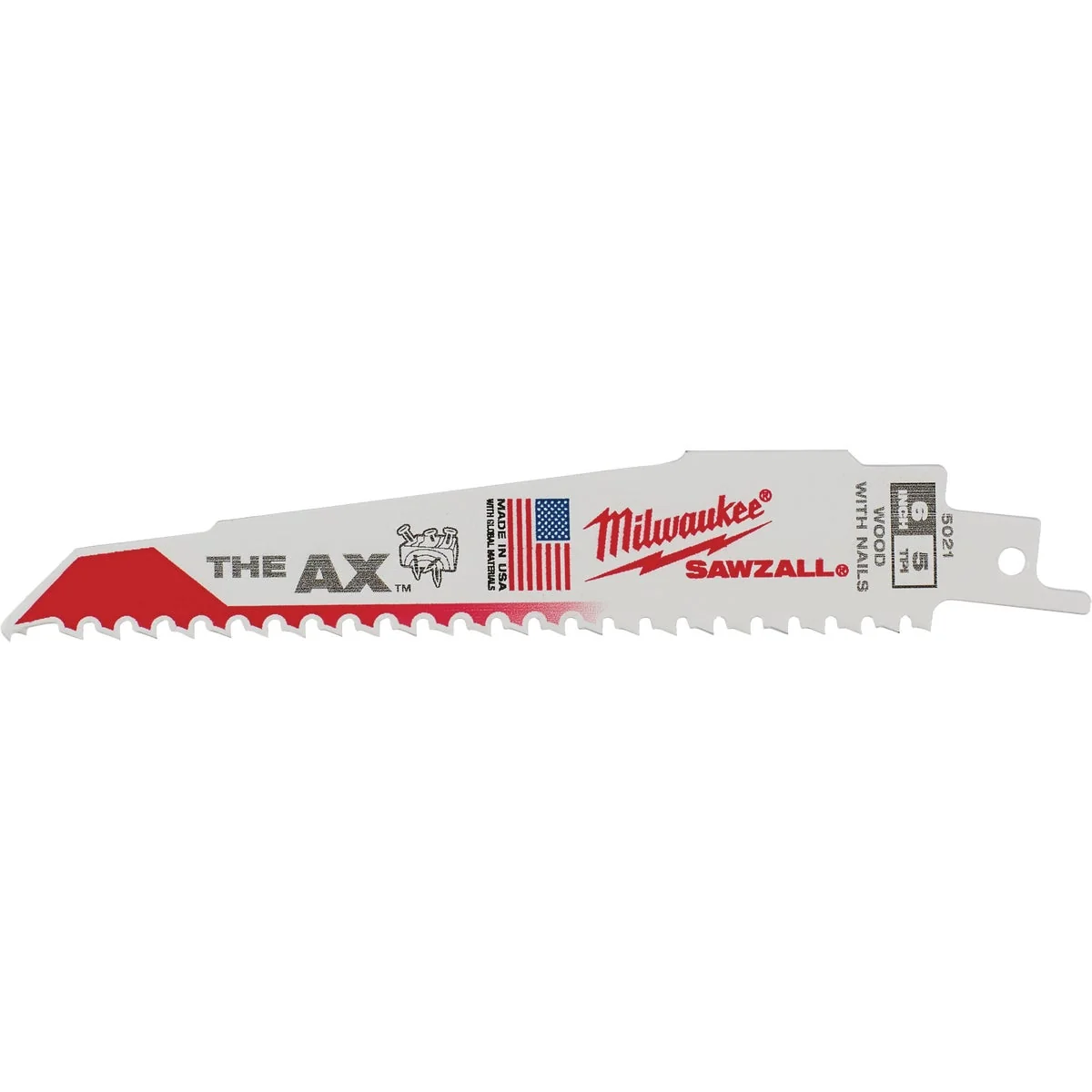 High-Quality Milwaukee Sawzall THE AX 6 In. 5 TPI Wood w Nails Demolition Reciprocating Saw Blade 25-Pack Functional