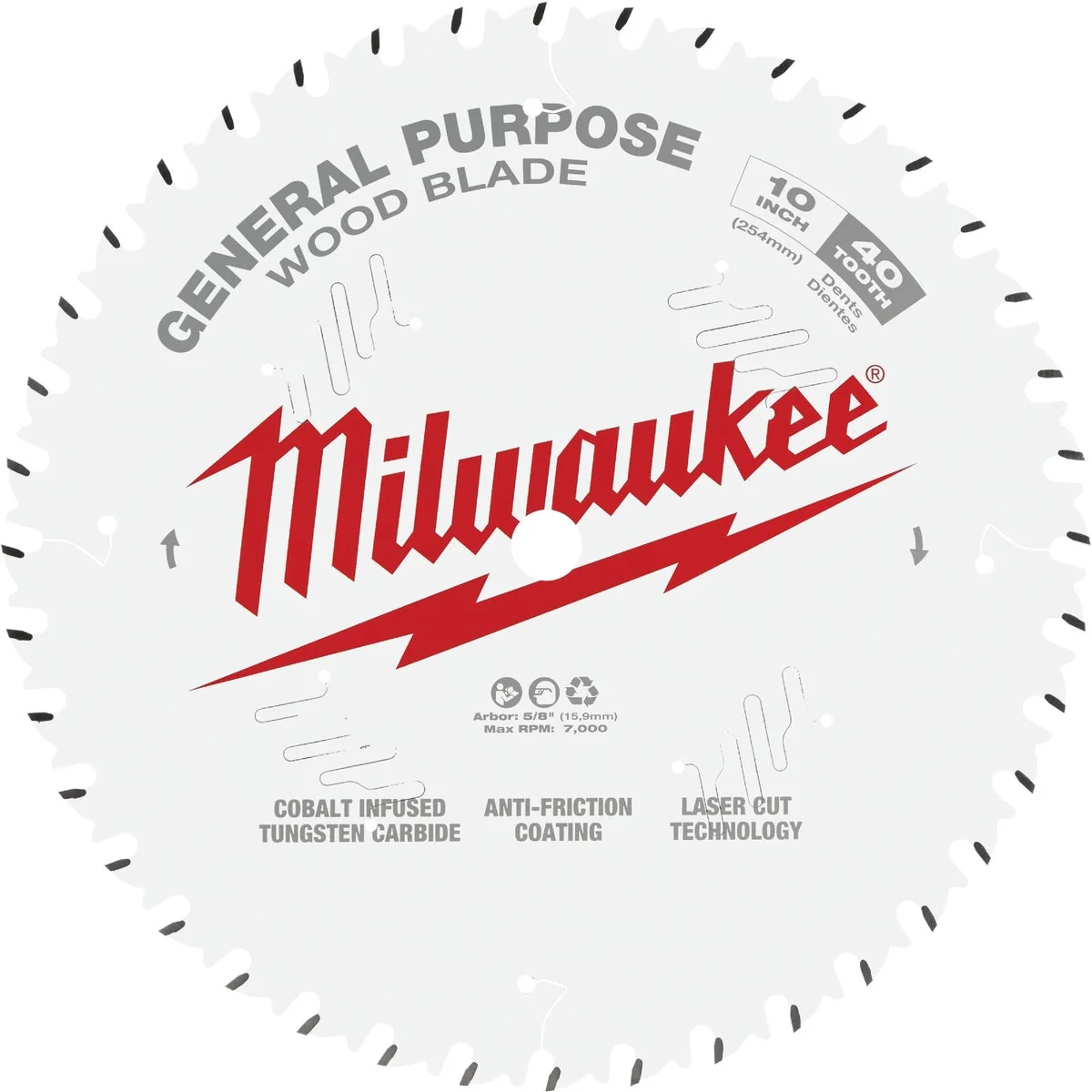 Sustainable Milwaukee 10 In. 40-Tooth General Purpose Wood Circular Saw Blade Next-Generation
