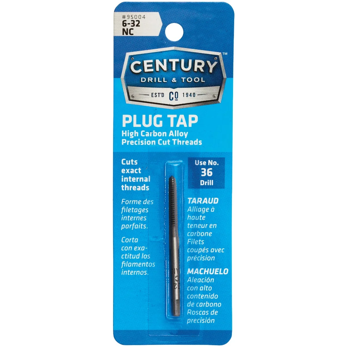 Recyclable Century Drill Tool 6-32 Carbon Steel National Coarse Tap-Plug Long-Lasting