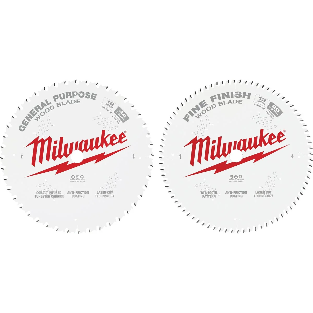 Luxury Milwaukee 12 In. 44-Tooth General Purpose 80-Tooth Fine Finish Wood Circular Saw Blade 2-Pack Carefully Designed