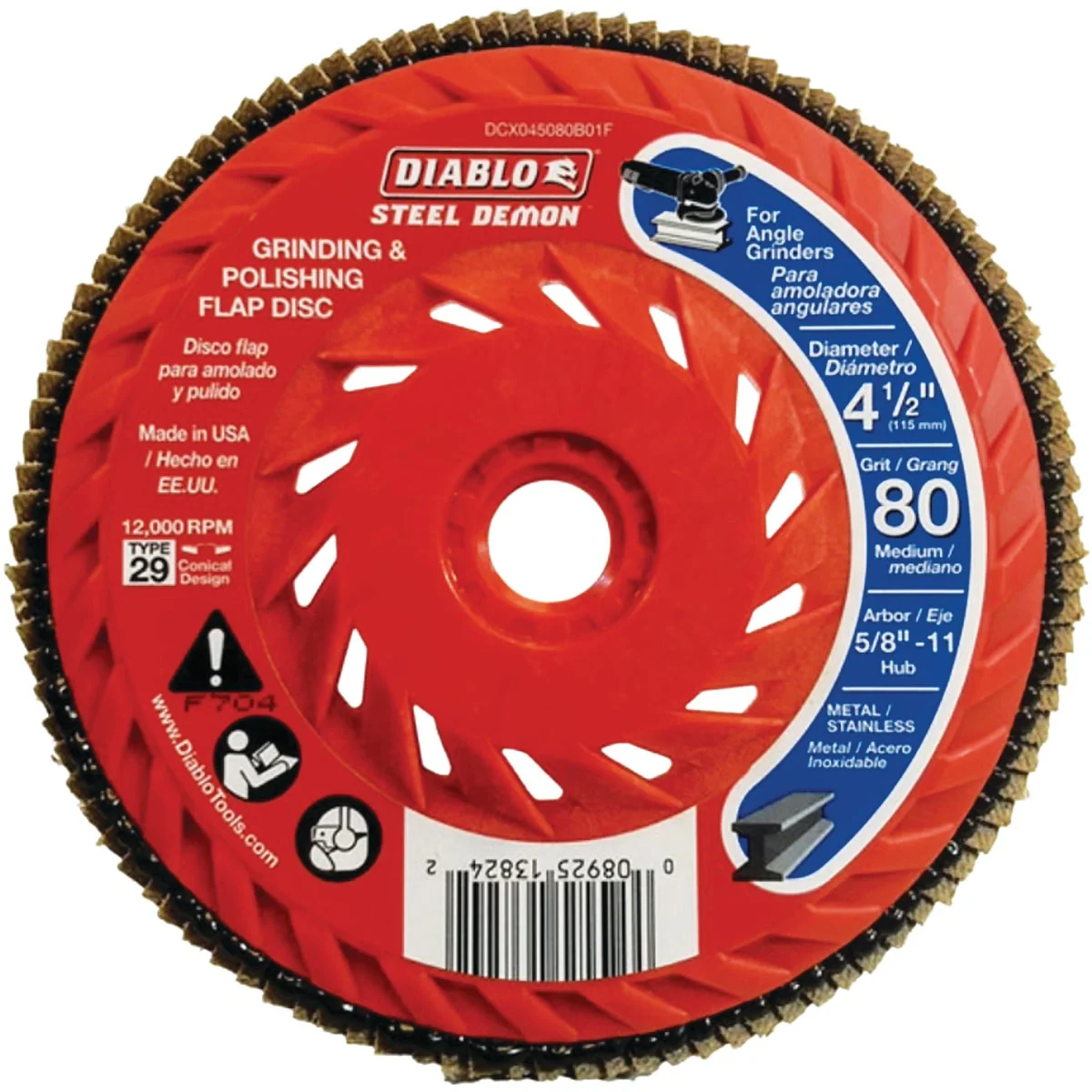 Comfortable Diablo Steel Demon 4-1 2 In. x 5 8 In.-11 80-Grit Type 29 Angle Grinder Flap Disc with Hub Expertly Made