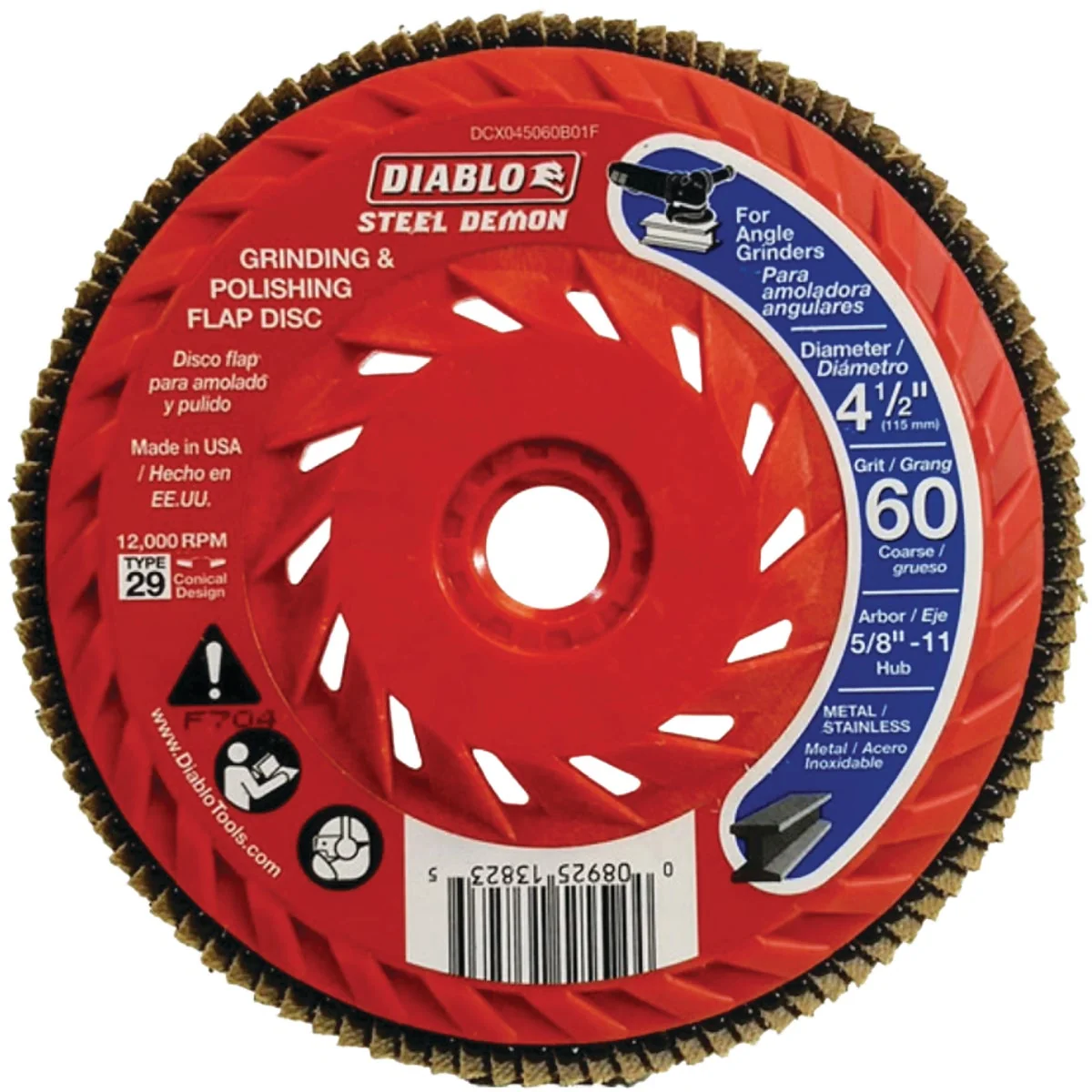 Trendy Diablo Steel Demon 4-1 2 In. x 5 8 In.-11 60-Grit Type 29 Angle Grinder Flap Disc with Hub Versatile