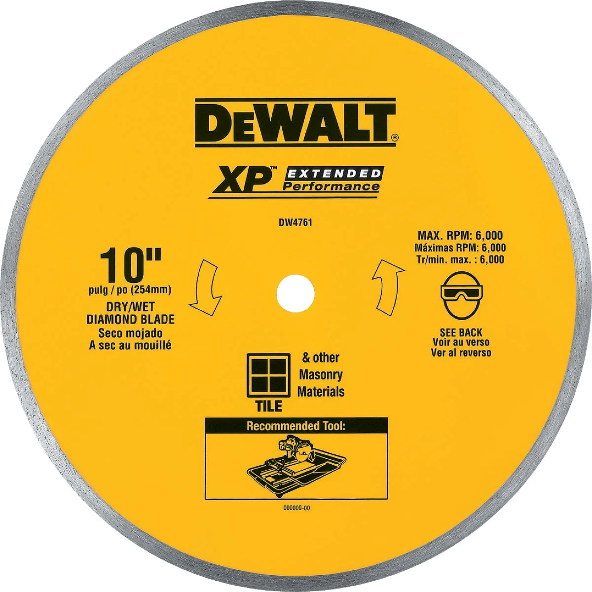 Genuine DeWalt Extended Performance 10 In. Continuous Rim Dry Wet Cut Tile Diamond Blade Trusted