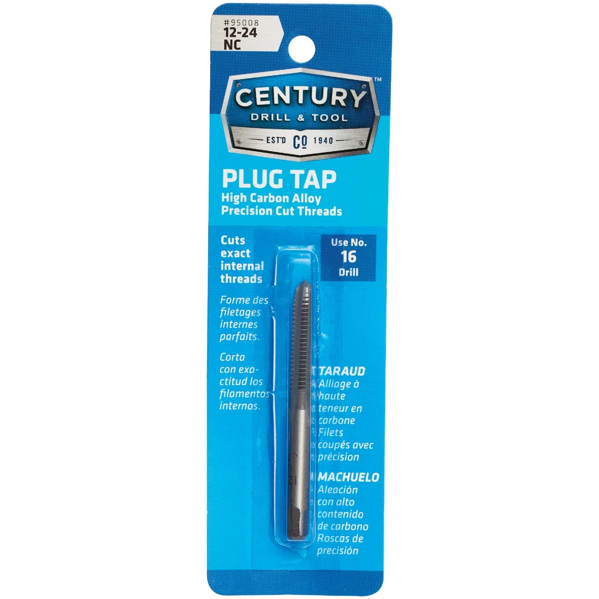 Flexible Century Drill Tool 12-24 Carbon Steel National Coarse Tap-Plug Powerful
