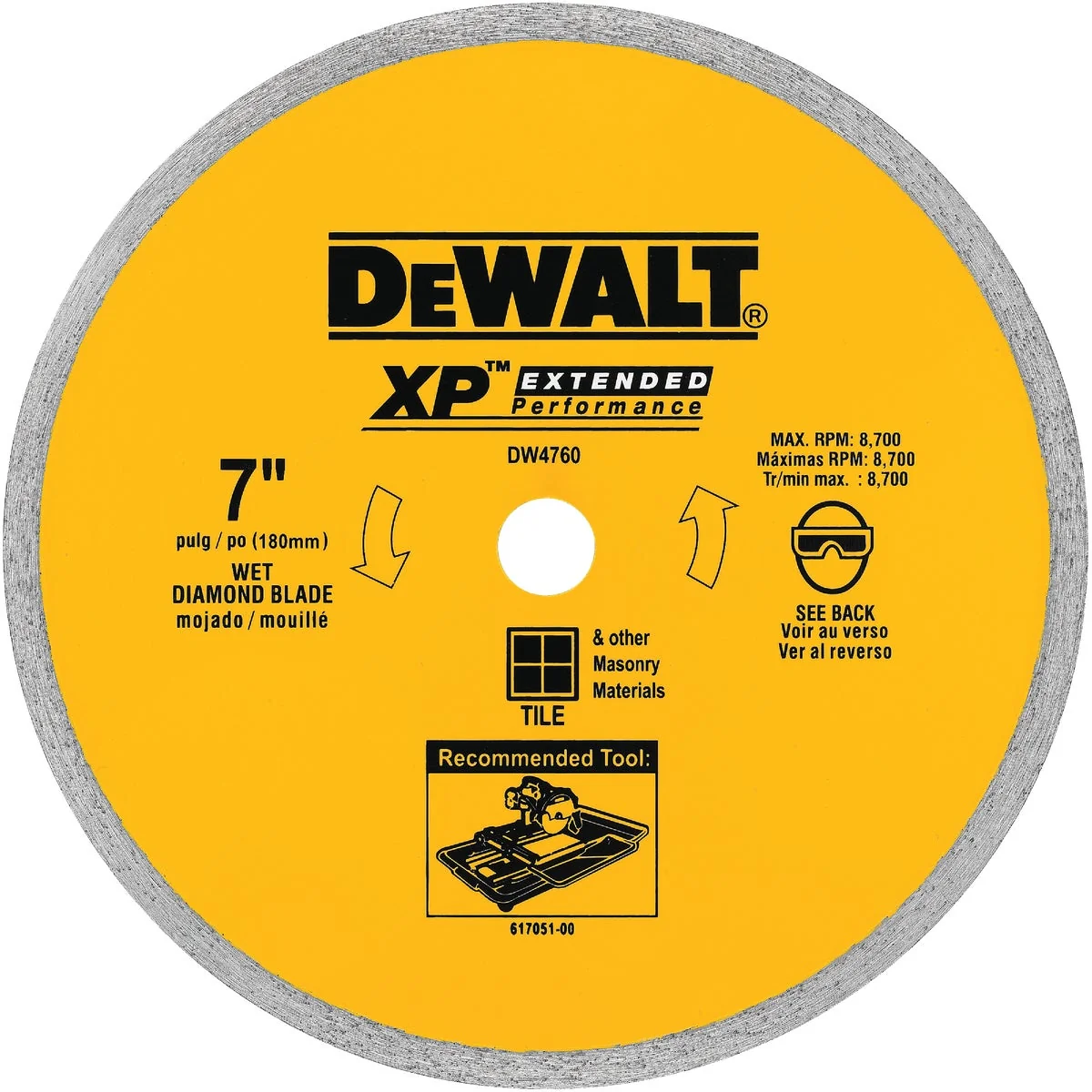 High-Quality DeWalt Extended Performance 7 In. Continuous Rim Dry Wet Cut Tile Diamond Blade Elite
