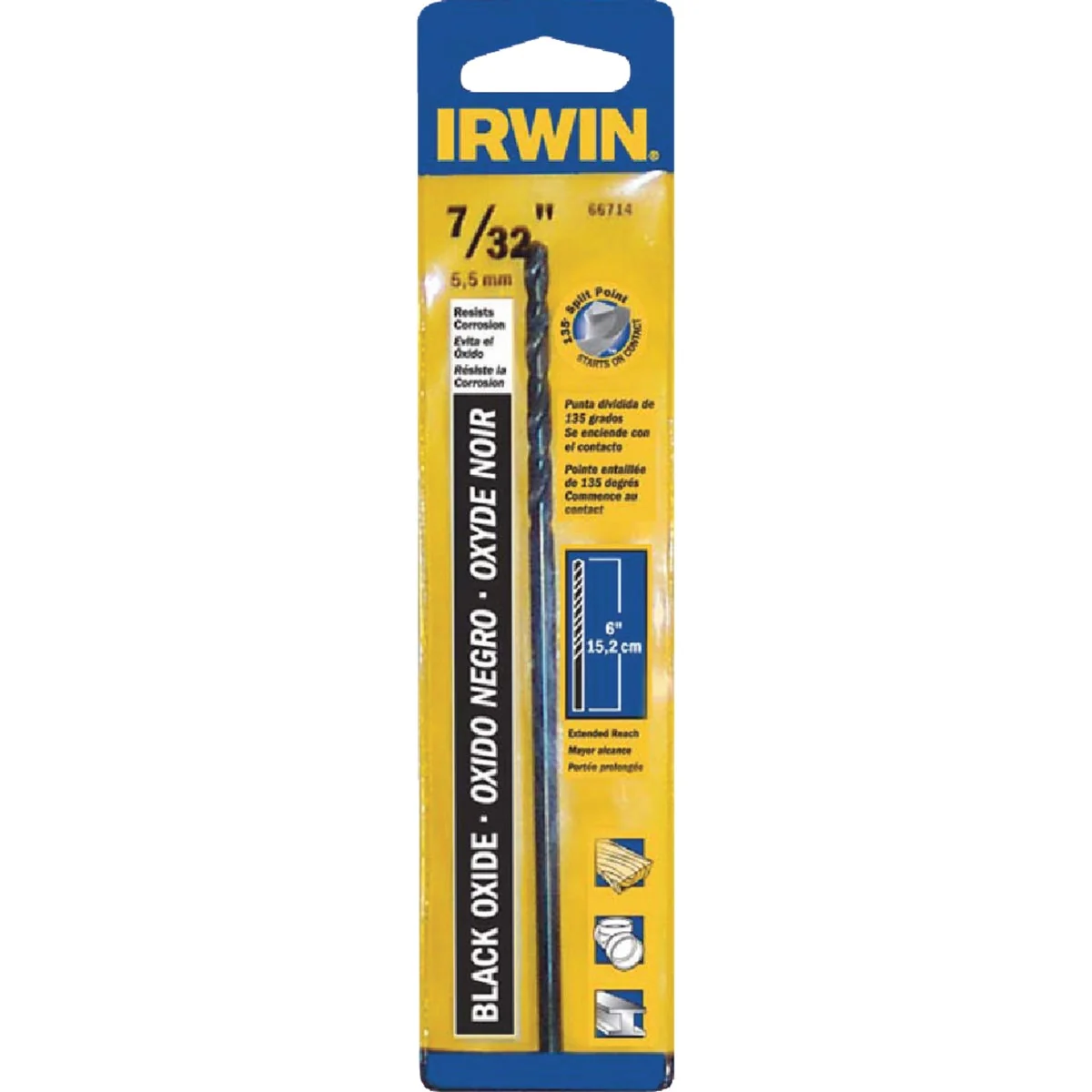 Easy-to-Use Irwin 7 32 In. x 6 In. M-2 Black Oxide Extended Length Drill Bit Flexible