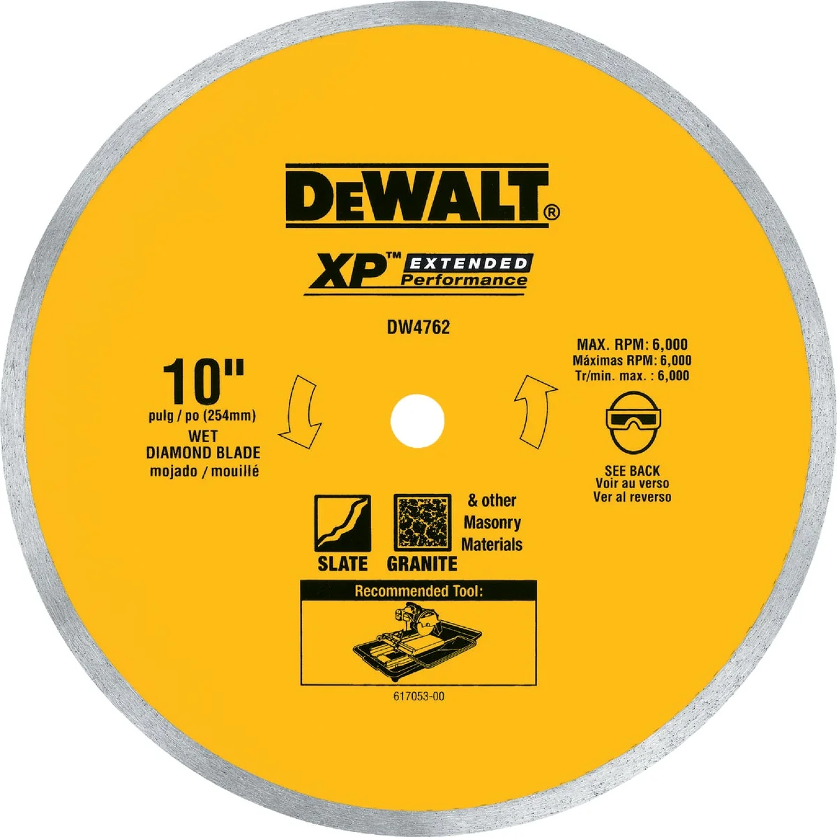 Efficient DeWalt Extended Performance 10 In. Continuous Rim Dry Wet Cut Tile Diamond Blade Original Design