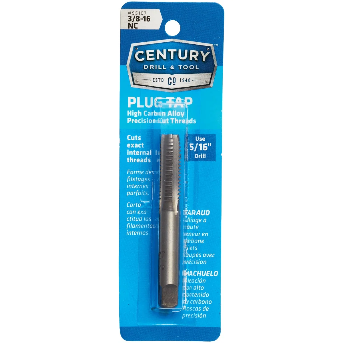 Recyclable Century Drill Tool 3 8-16 Carbon Steel National Coarse Tap-Plug Durable