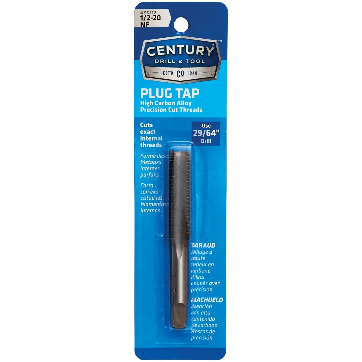 User-Friendly Century Drill Tool 1 2-20 Carbon Steel National Fine Tap-Plug Soft