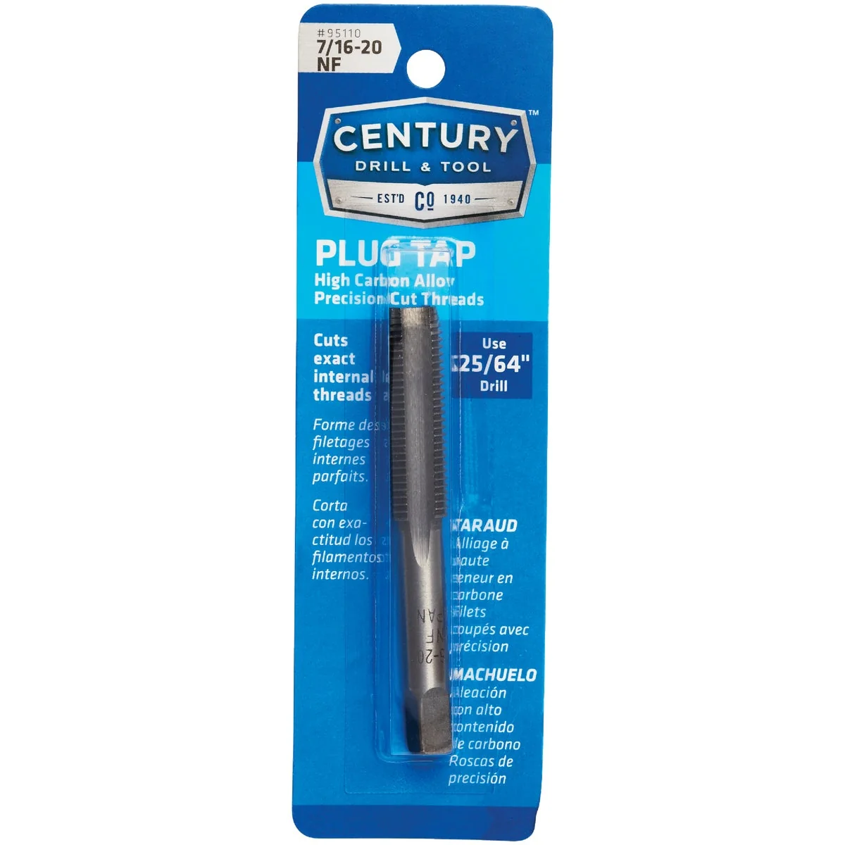 Comfortable Century Drill Tool 7 16-20 Carbon Steel National Coarse Tap-Plug Outstanding