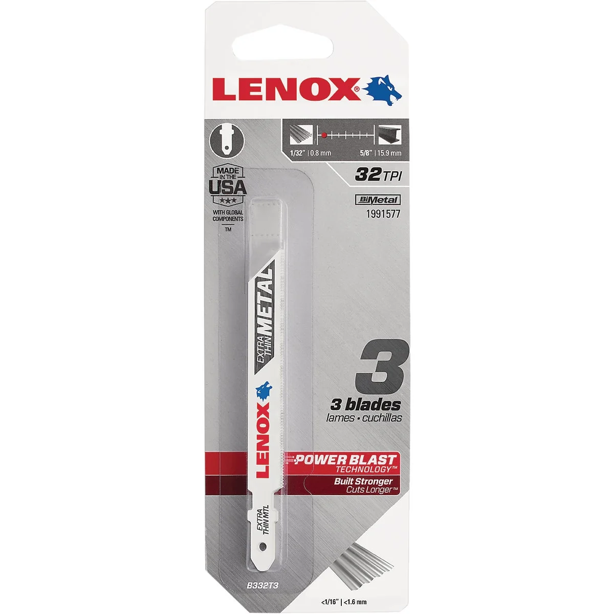 Expertly Made Lenox T-Shank 3-5 8 In. x 32 TPI Bi-Metal Jig Saw Blade Extra Thin Metal Less than 1 16 In. 3-Pack Long-Lasting