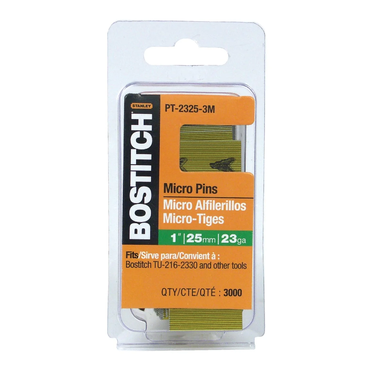 Premium Bostitch 23-Gauge Coated Pin Nail 1 In. 3000 Ct. Organic
