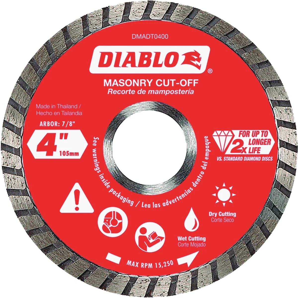 Selected Diablo 4 In. Diamond Continuous Rim Turbo Dry Wet Diamond Blade Powerful