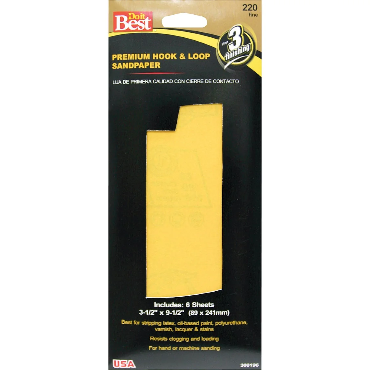 Casual Do it 3-1 2 In. x 9-1 2 In. 220G Premium Hook And Loop Sandpaper 6 Count Verified