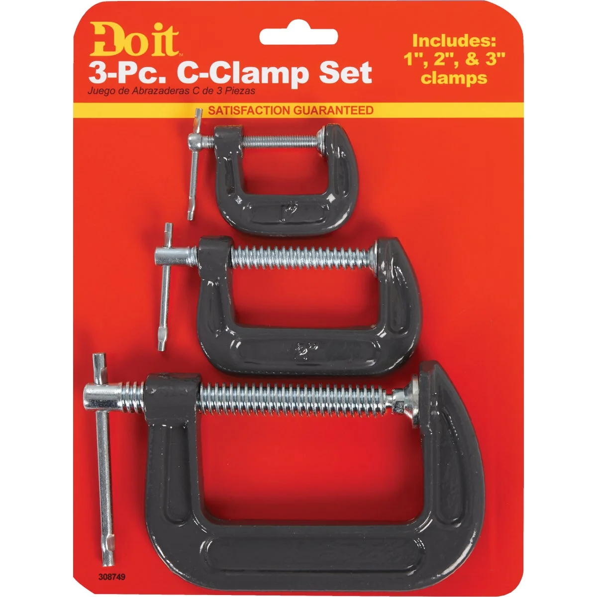 Durable Do it 1 In. 2 In. 3 In. C-Clamp Set 3-Piece Fashionable