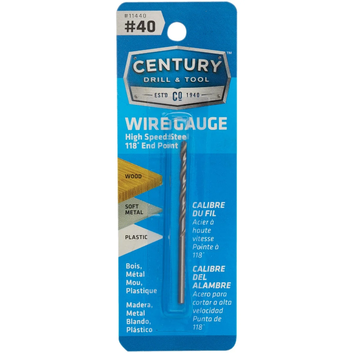 User-Friendly Century Drill Tool Number 40 HSS Brite Drill Bit Stylish