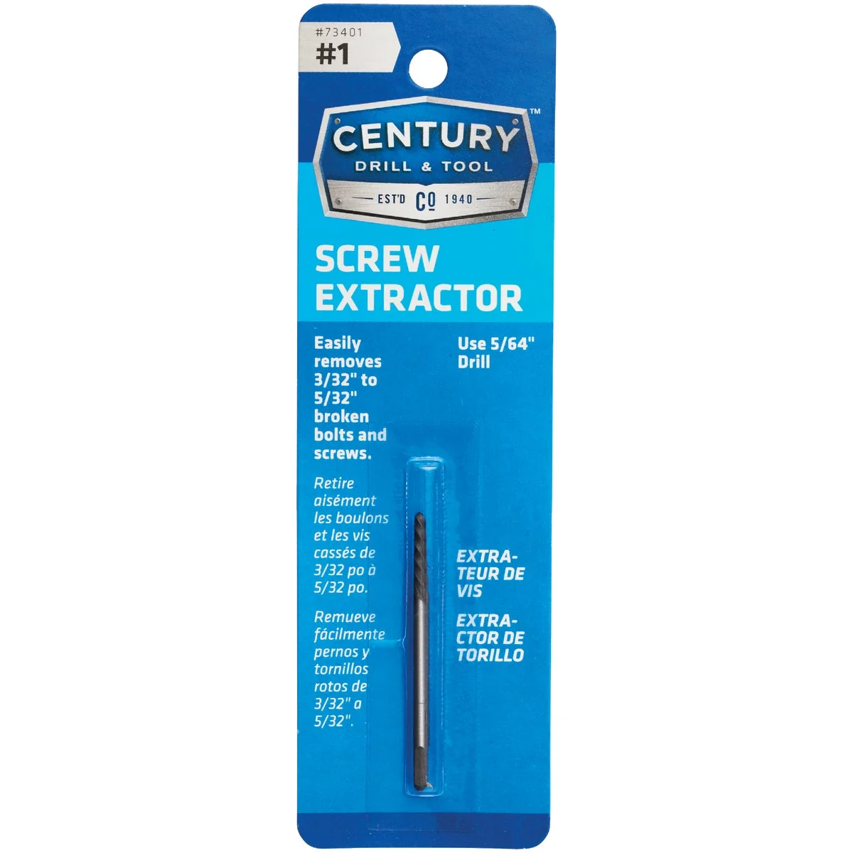 Comfortable Century Drill Tool 1 Spiral Flute Screw Extractor Smooth