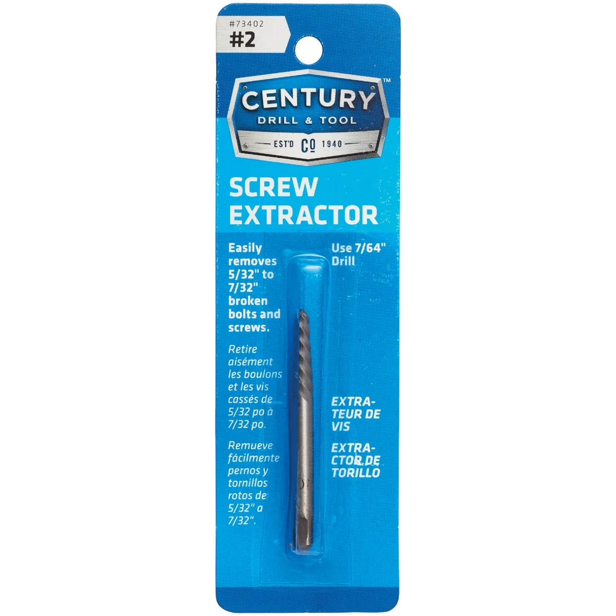 Effective Century Drill Tool 2 Spiral Flute Screw Extractor Flexible