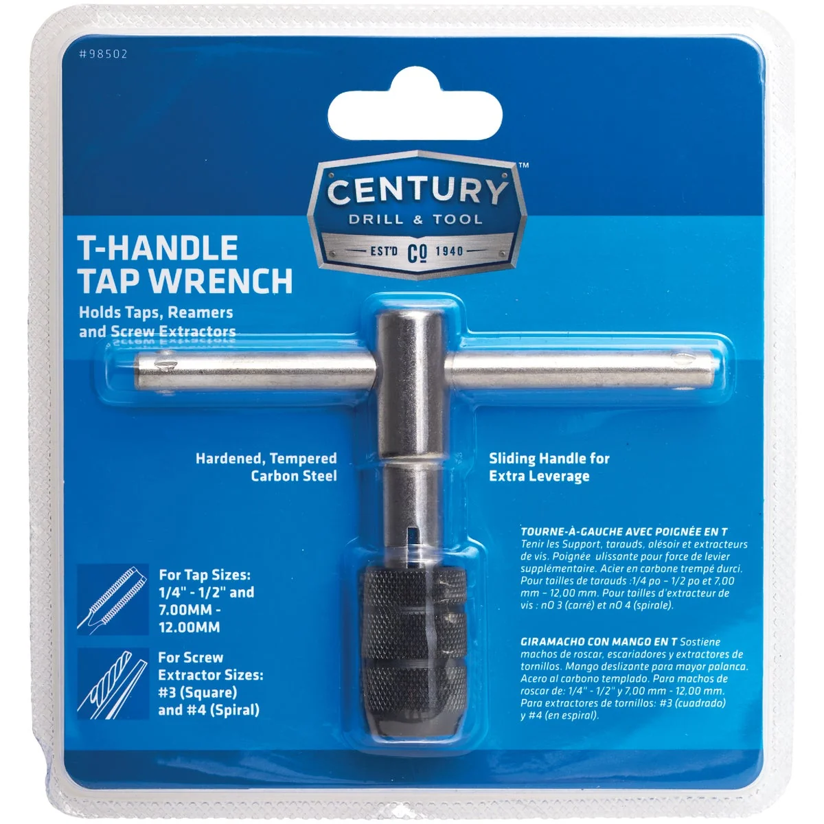 Professional Century Drill Tool 1 4 In. to 1 2 In. Tap Wrench T-Handle Reusable