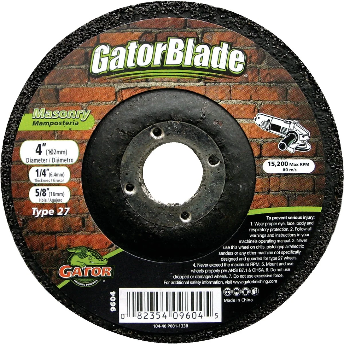 Lightweight Gator Blade Type 27 4 In. x 1 4 In. x 5 8 In. Masonry Cut-Off Wheel Practical