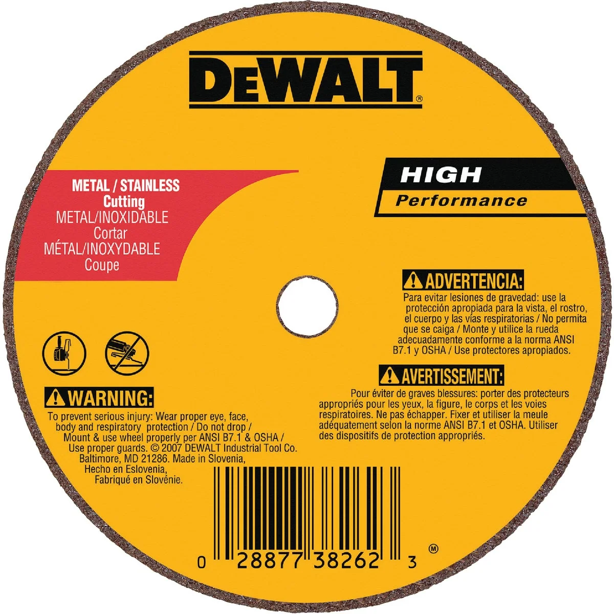 World-Class DeWalt HP Type 1 4 In. x 0.035 In. x 5 8 In. Metal Stainless Cut-Off Wheel Functional