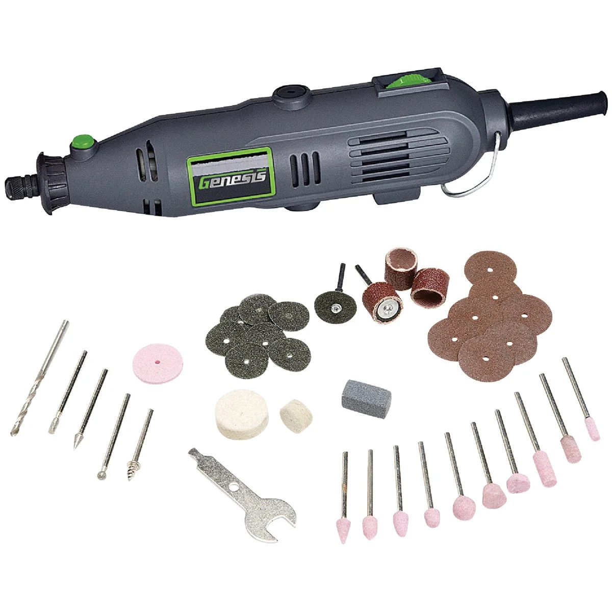 Sophisticated Genesis 120 Volt 1.0 Amp Variable Speed Electric Rotary Tool Kit with 40 Accessories Solid